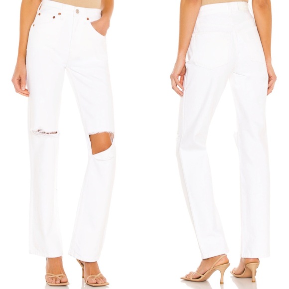 NWT Redone Originals 90s High Rise Loose in White With Rips - Picture 3 of 10